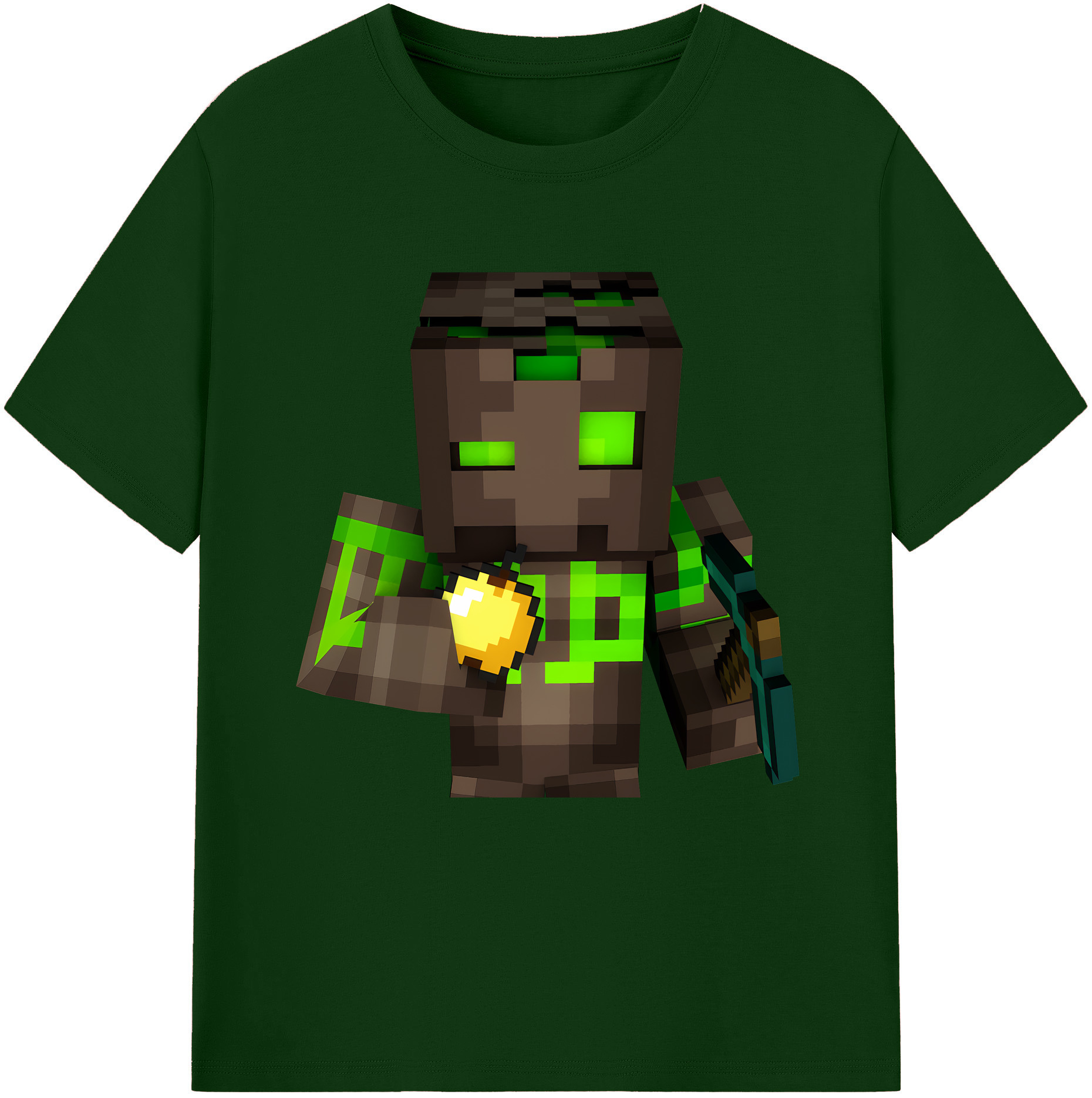 （画像用） マインクラフト ブロックの世界 Minecraft MC Block world 綿100％半袖Tシャツ（フロントプリント）